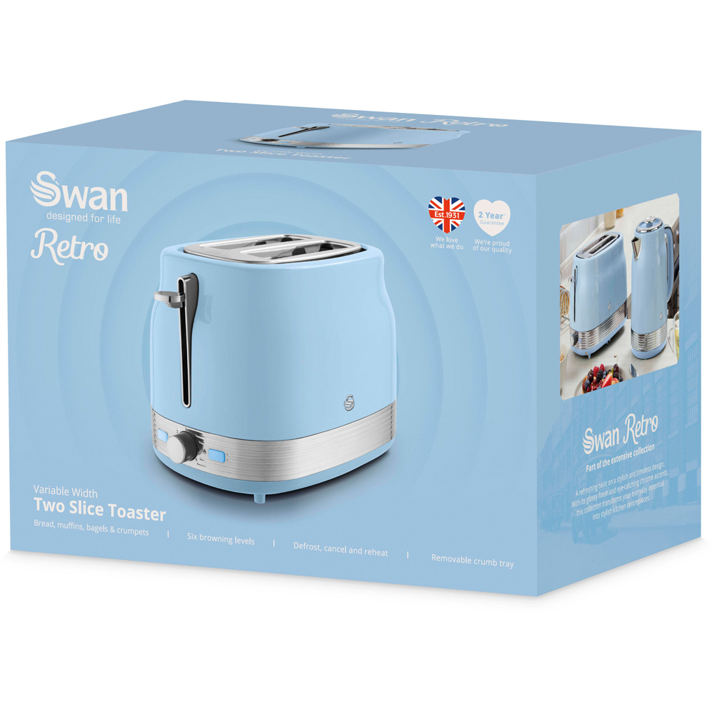 Swan Retro Revive Blue 2 Slice Toaster Image 2