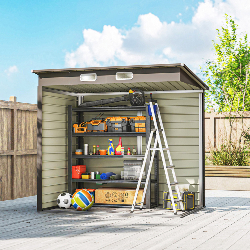 Outsunny 6.2 x 4ft Grey Galvanised Steel Garden Storage Shed Image 4