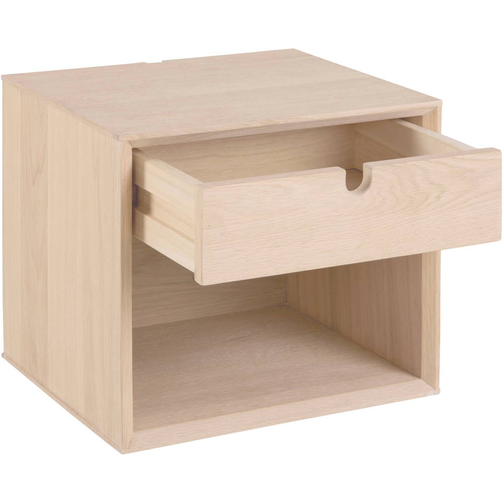 Florence Century Single Shelf Single Drawer White Oak Wall Mounted Bedside Table Image 4