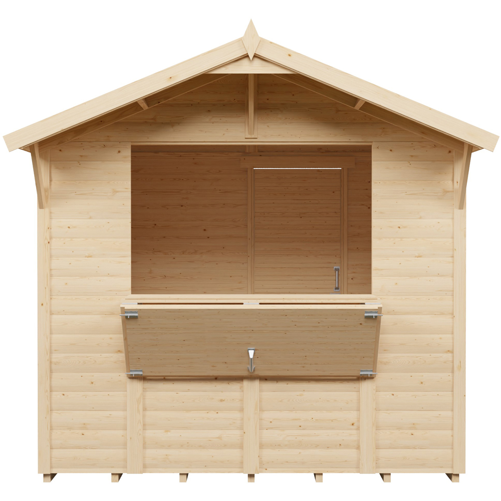 Rowlinson Bertilo 8 x 6ft Natural Loglap Apex Market Stall with Fold-Down Serving Counter Image 3