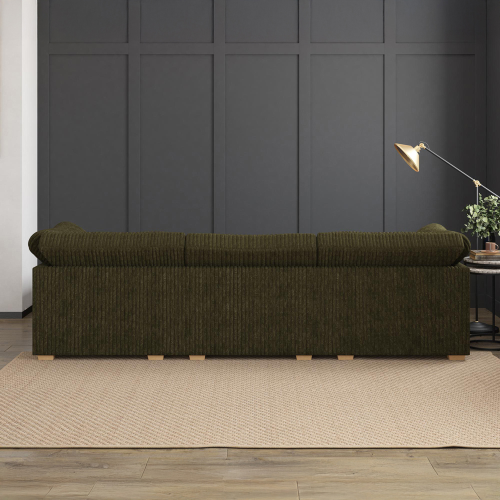 Nestle 5 Seater Sage Plush Faux Fur Fixed Back U-Shape Sofa Image 8