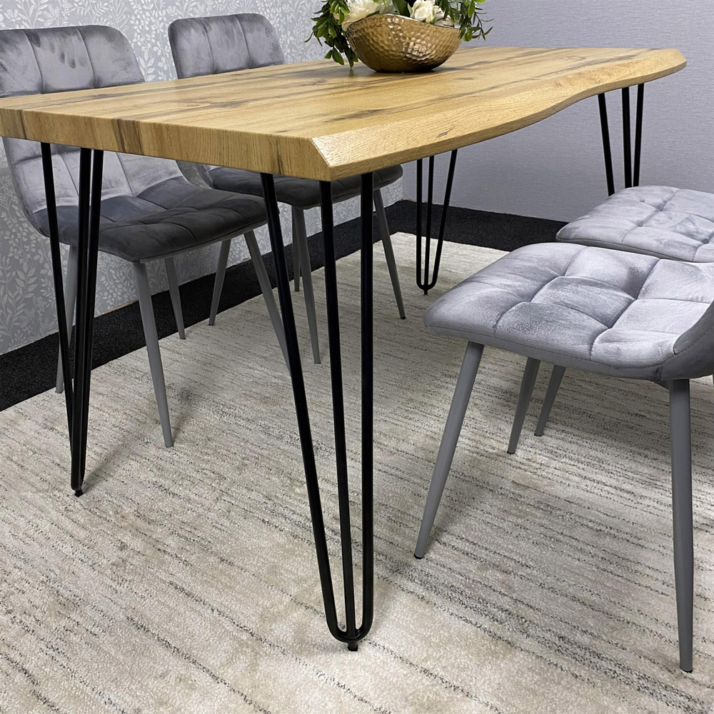 Kosy Koala 4 Seater Velvet Wooden Dining Set Grey Image 3
