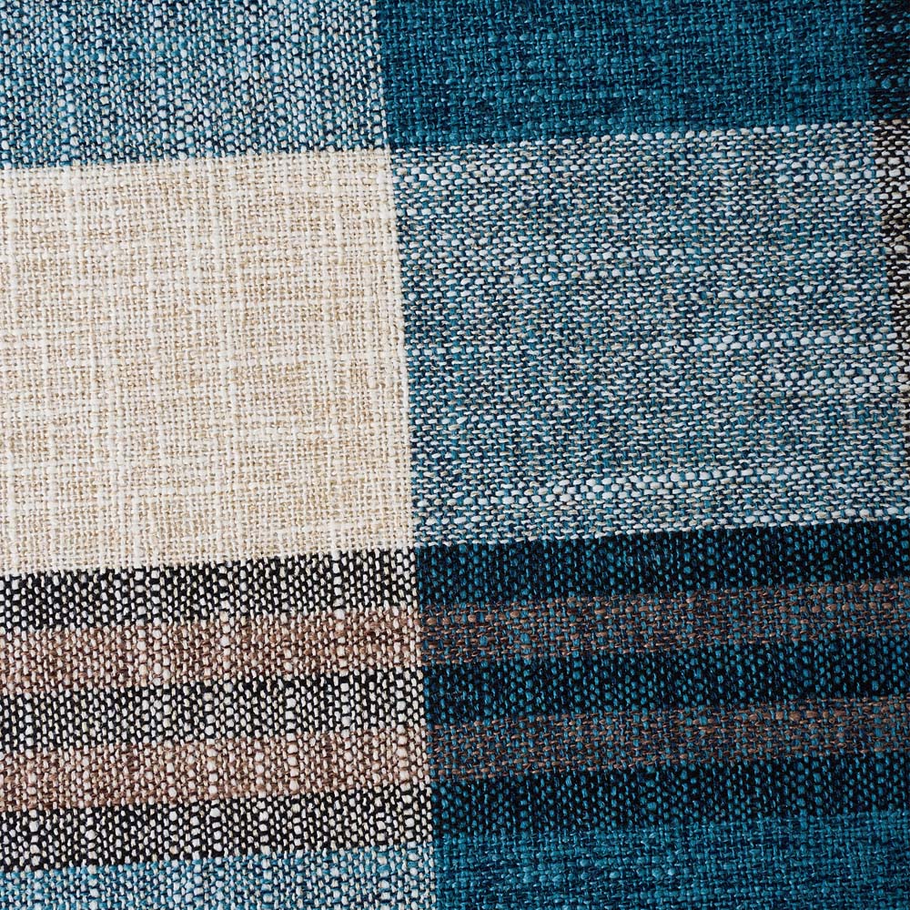 Living and Home Blue Tartan Linen Storage Ottoman Bench Image 3