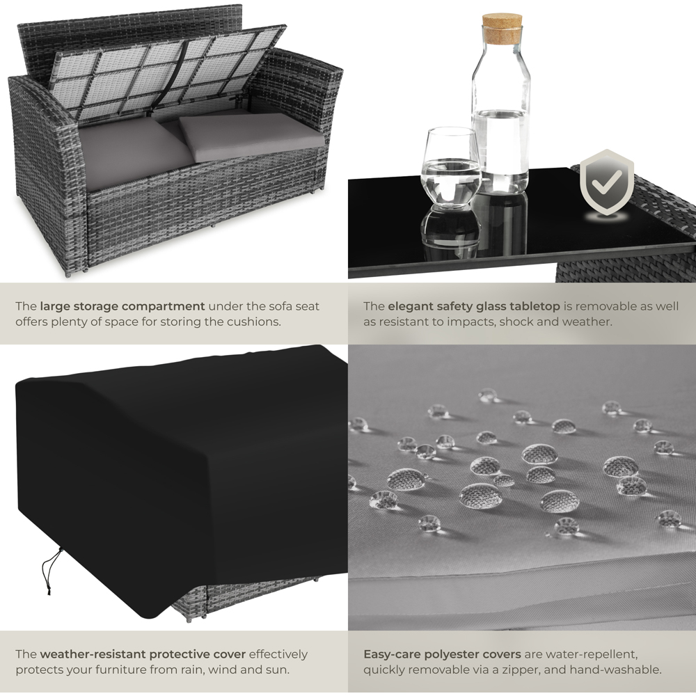 tectake Modena 4 Seater Grey Garden Furniture Set Image 5