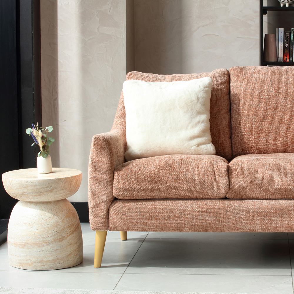 Desser Pisa Round Minimalist Travertine Side Table Image 3