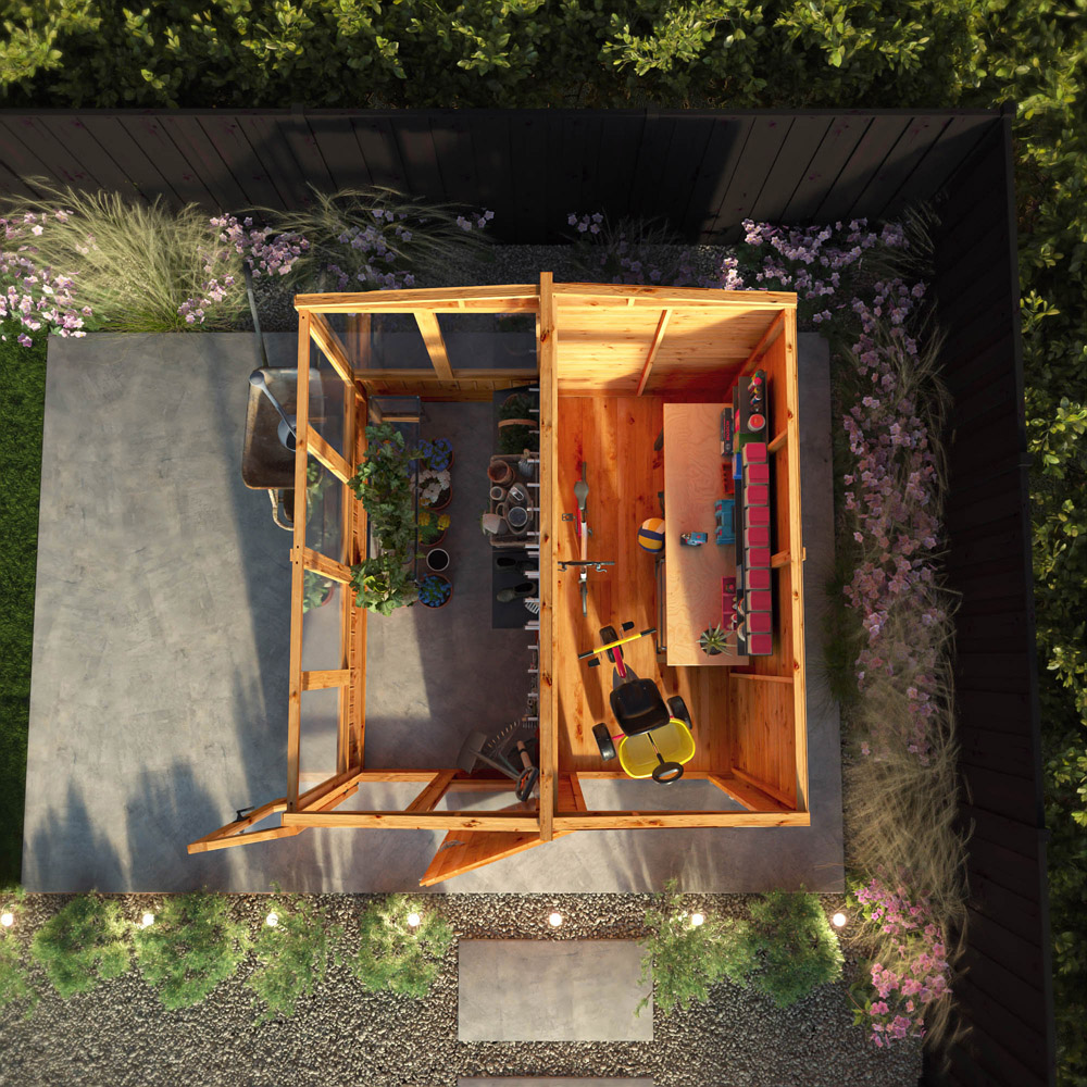 Mercia Woodsman Styrene 8 x 8ft Greenhouse and Shed Image 7