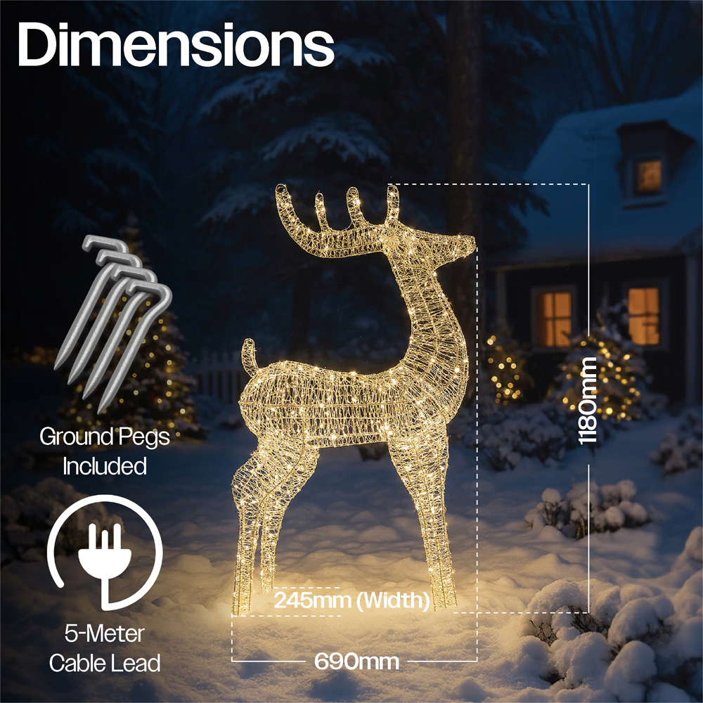 Xmas Haus Silver 600 Warm White Micro LED Deer Christmas Decoration 4ft Image 8