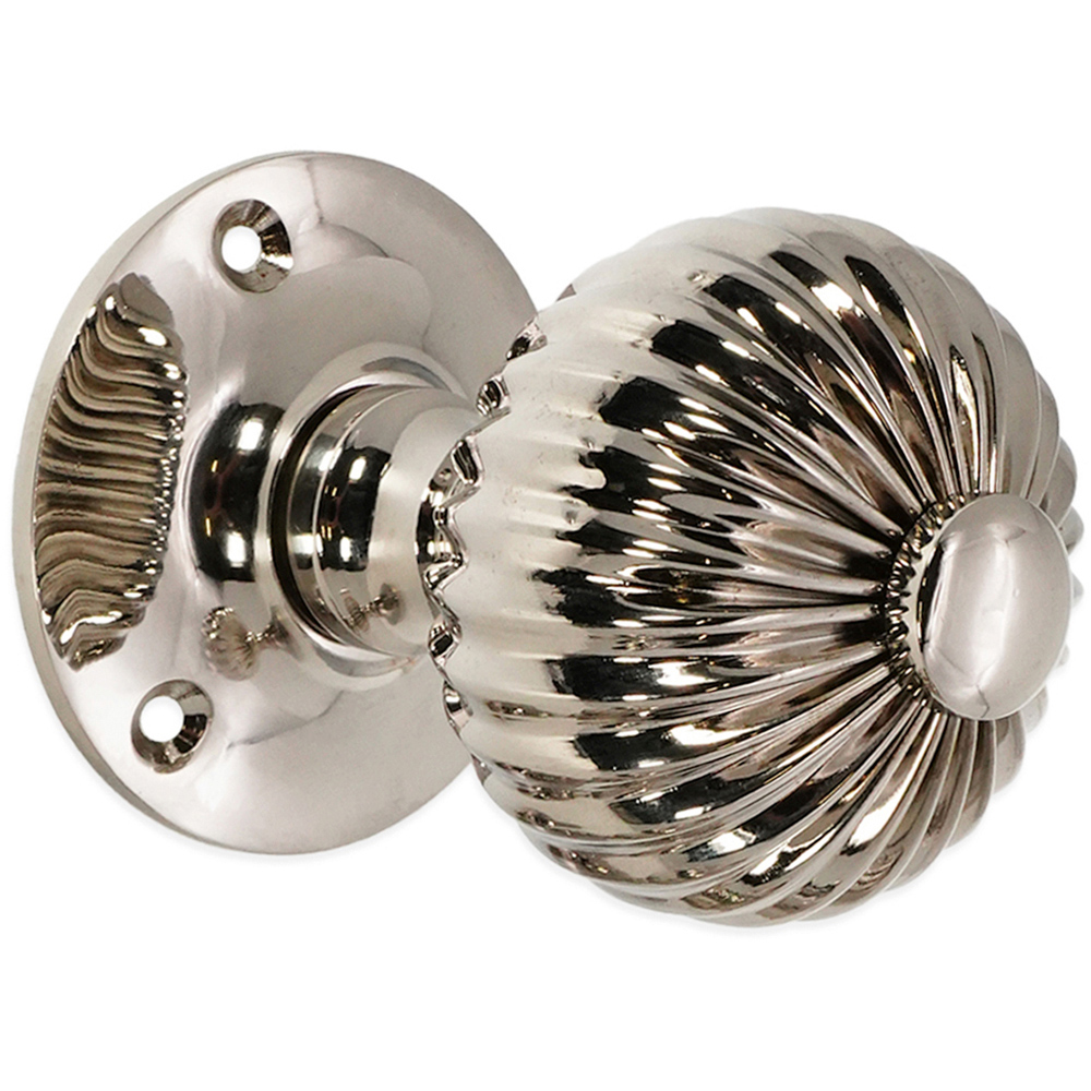 Spira Brass Polished Nickel Regency Mortice Door Knob 2 Pack Image 3