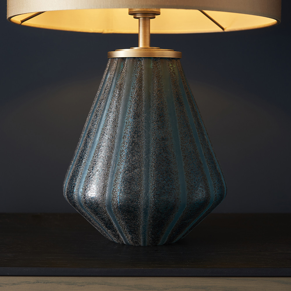 Merano Courmayeur Gold and Turquoise Tinted Glass Table Lamp Image 3