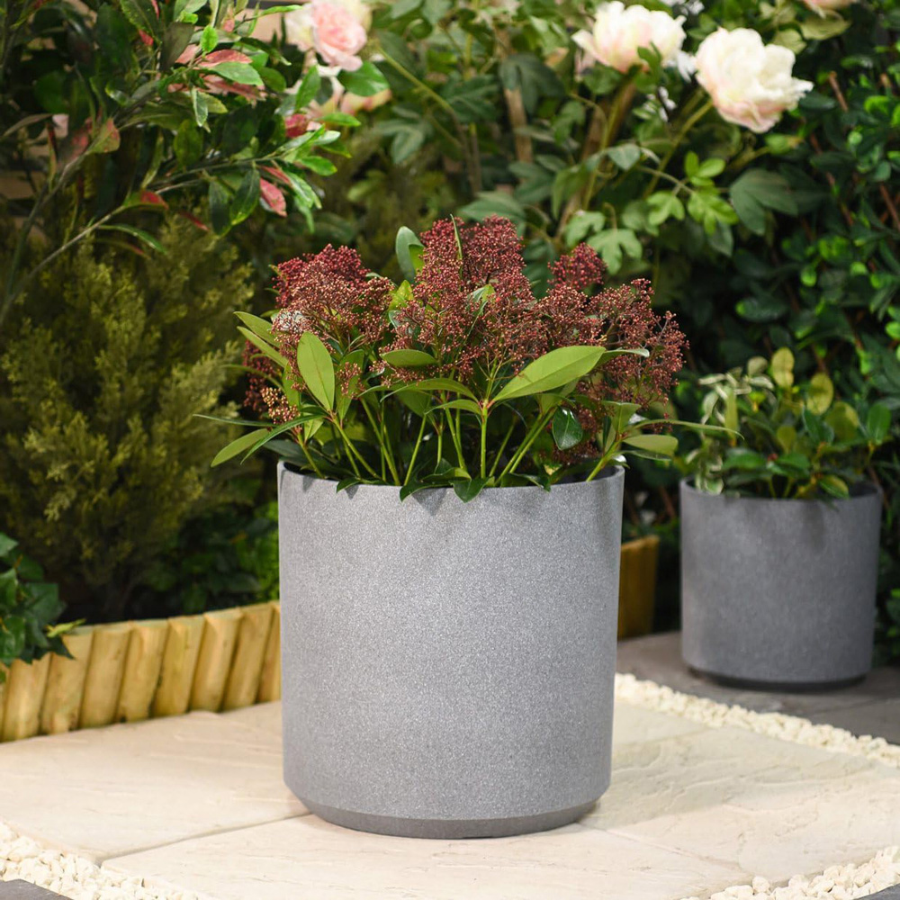 Garden Gear Grey Medium Cylinder Planter Image 2