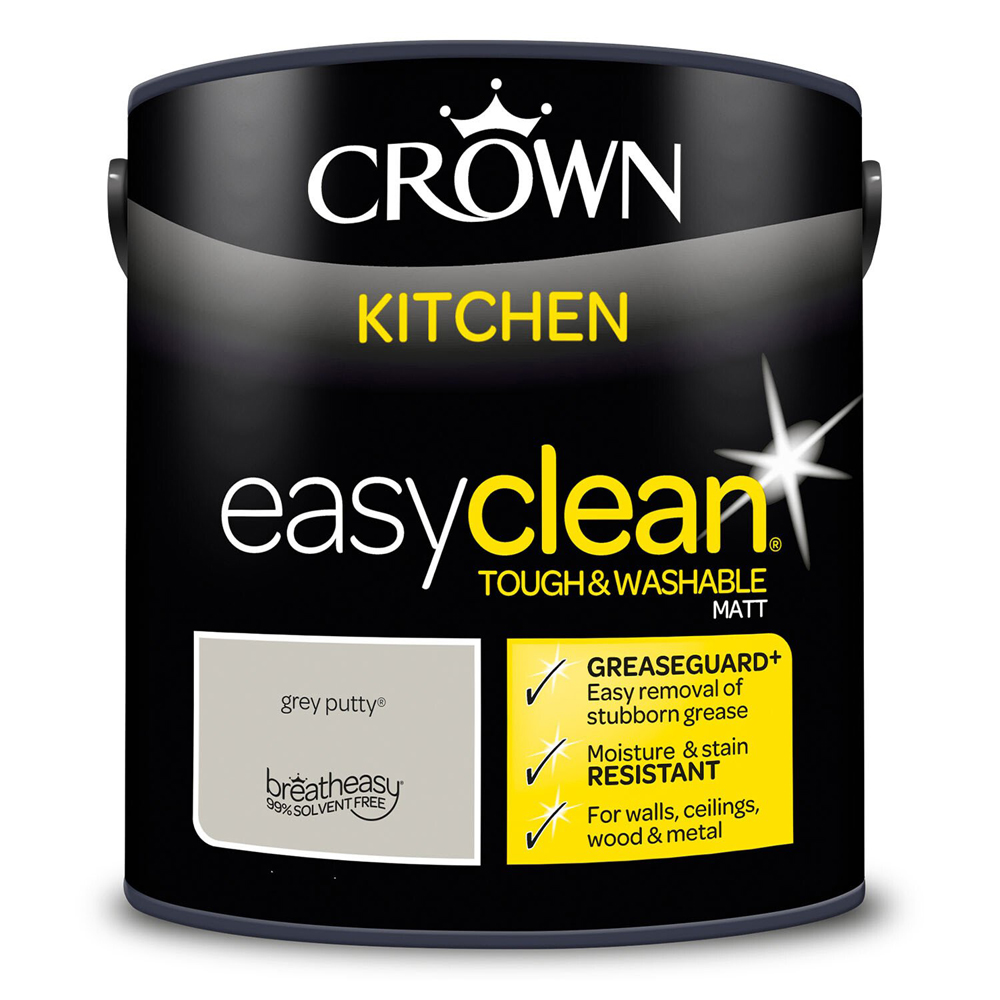 Crown Easyclean Kitchen Paint 2.5L - Grey Putty Image 2