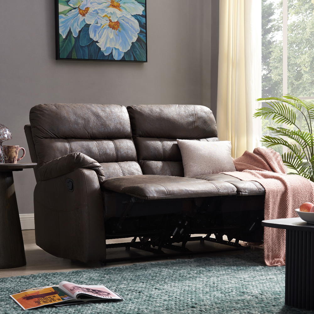 Home Detail Maxwell 2 Seater Brown Air Leather Manual Recliner Sofa Image 9