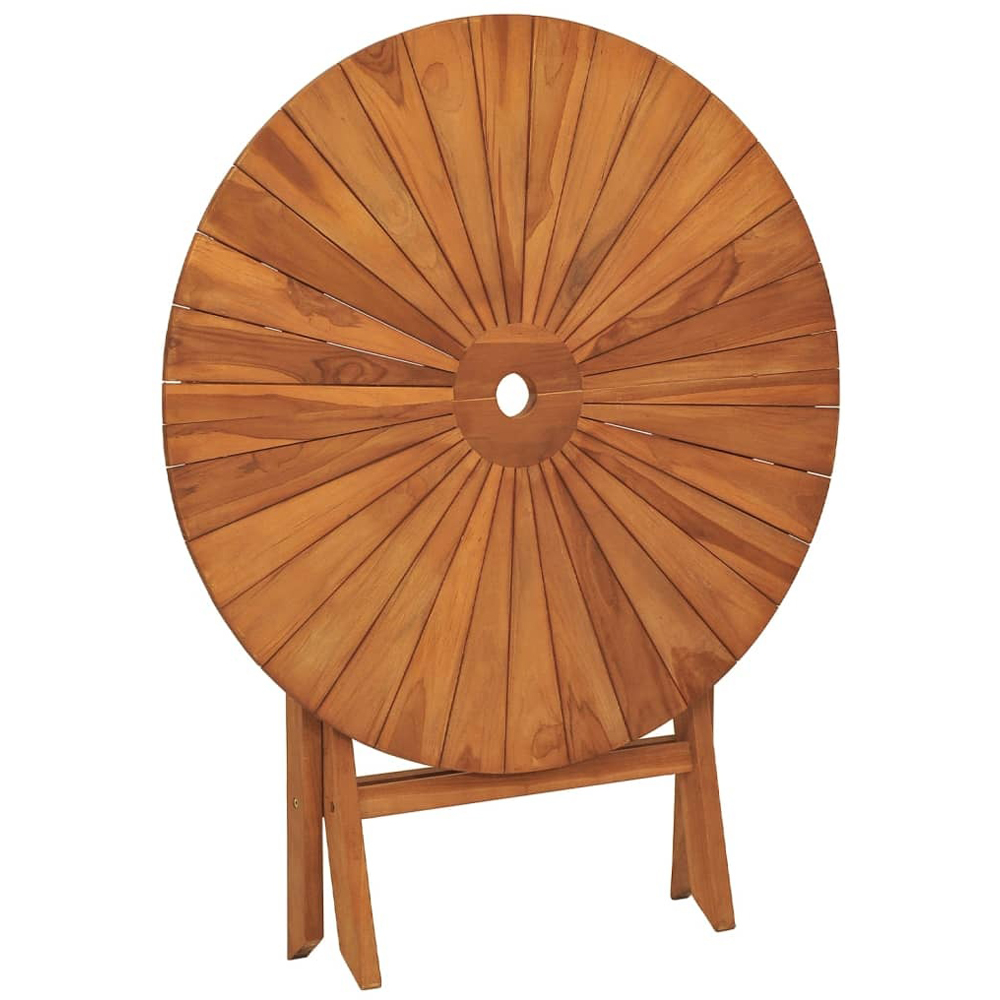 Walplus 4 Seater Foldable Solid Wood Teak Garden Table with Parasol Hole Image 7