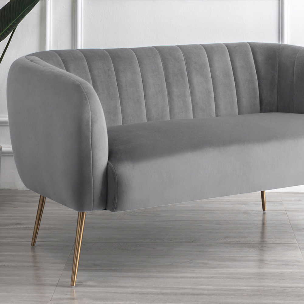 Matilda 2 Seater Grey Velvet Sofa Image 2