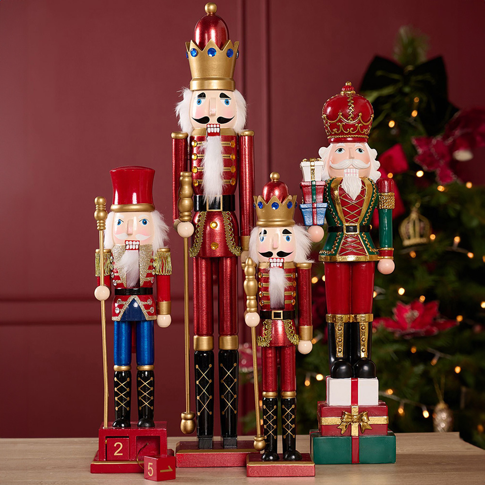 The Christmas Gift Co Red Wooden Nutcracker Figurine Image 2