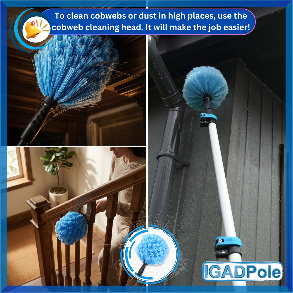 IGAD Pole Water-Fed Extension Pole Cleaning Kit with Cobweb Duster and Squeegee 8.6m Image 7