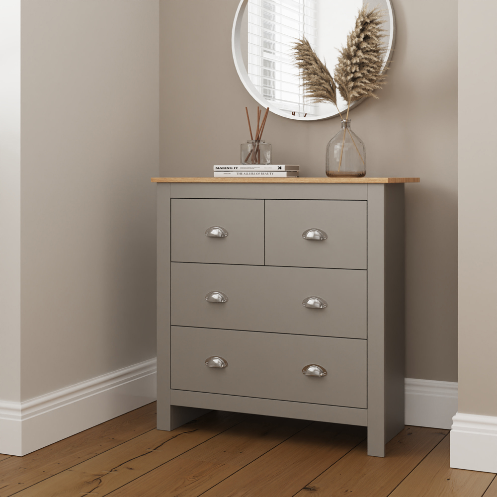 GFW Lancaster 4 Drawer Grey Chest of Drawers Image 8