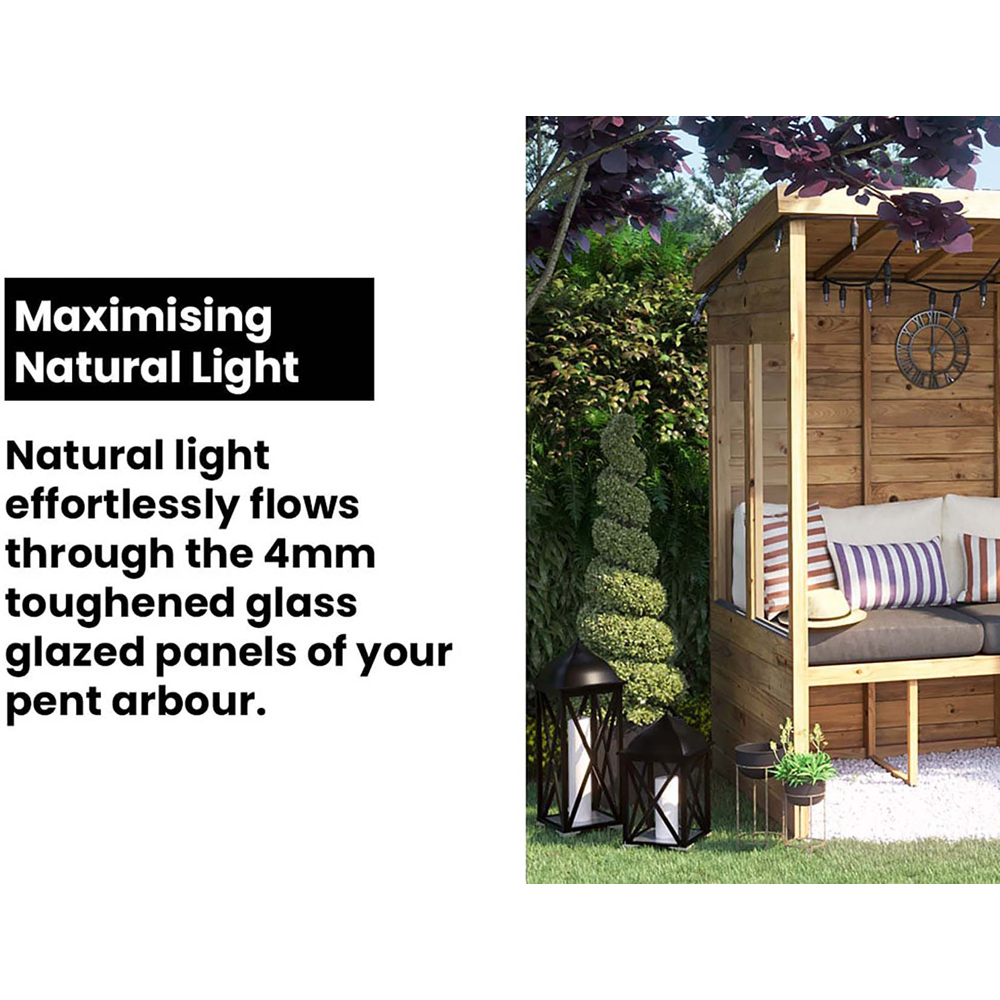 Dunster House Apocallipo 4 Seater 8 x 8ft Brown Corner Arbour with Glazed Panels Image 6