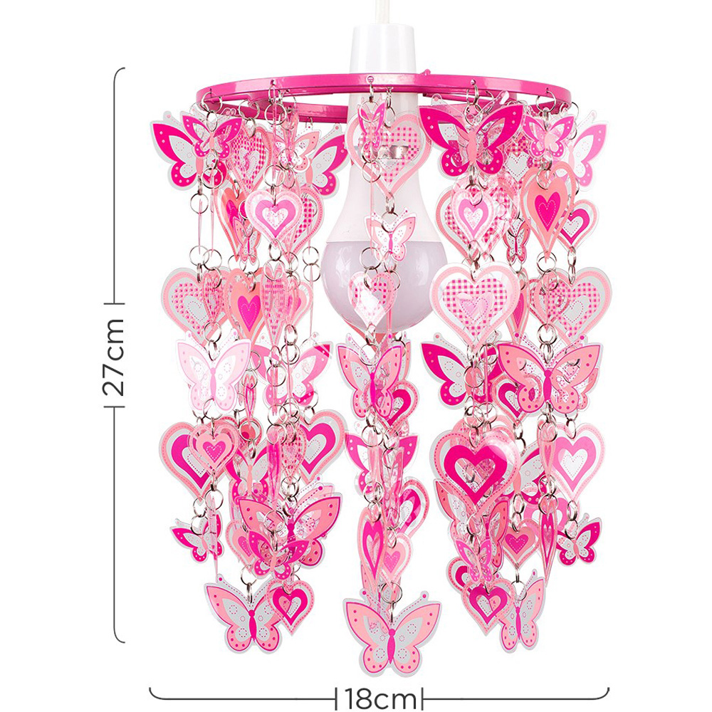 ValueLights Pink Hearts and Butterflies Pendant Light Lamp Shade Image 8