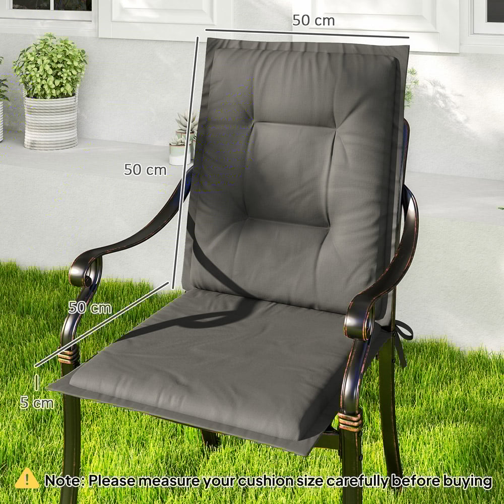 Outsunny Light Grey Garden Chair Cushions 50 x 50cm 4 Pack Image 9