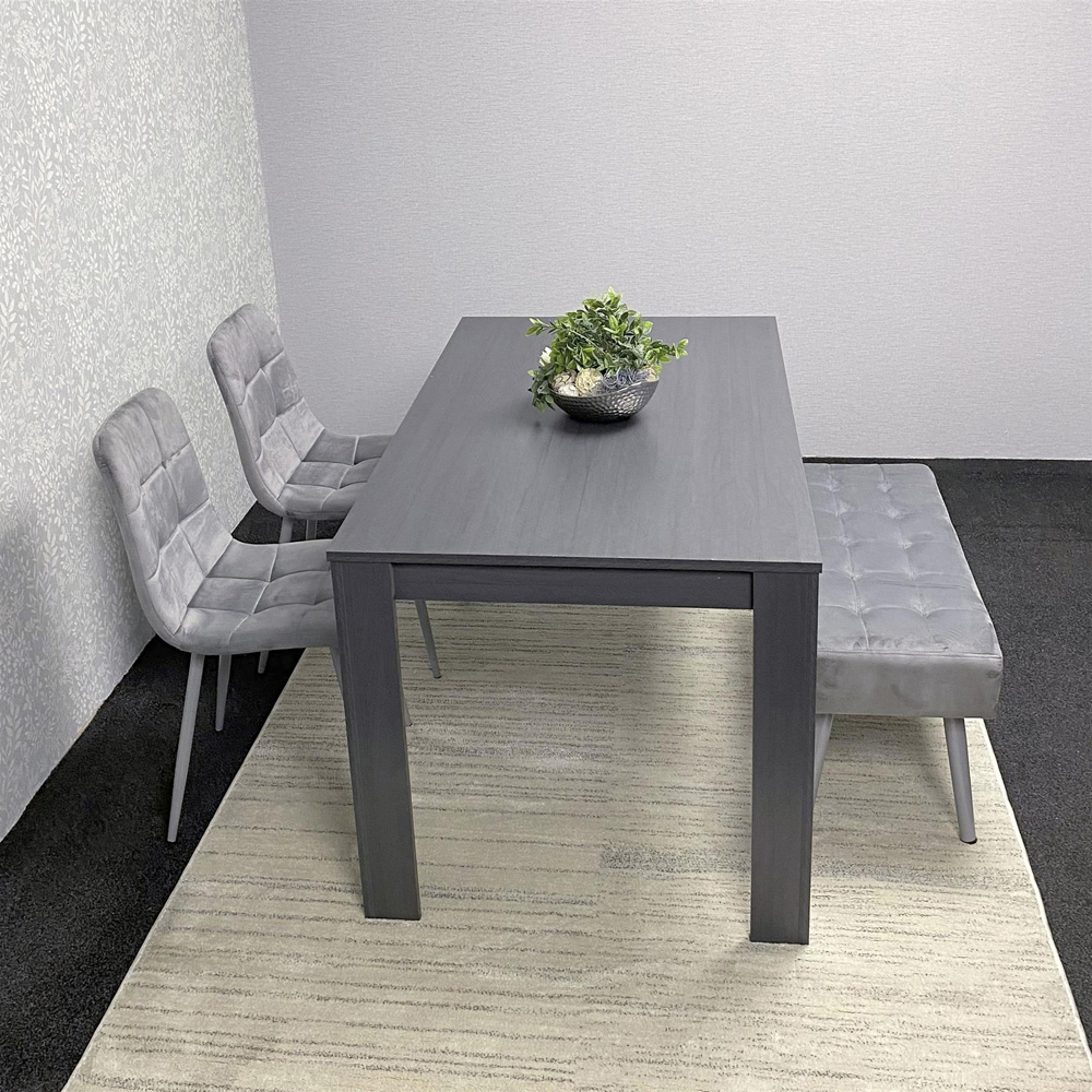 Kosy Koala 4 Seater Dining Set with Bench Dark Grey and Grey Velvet Image 2