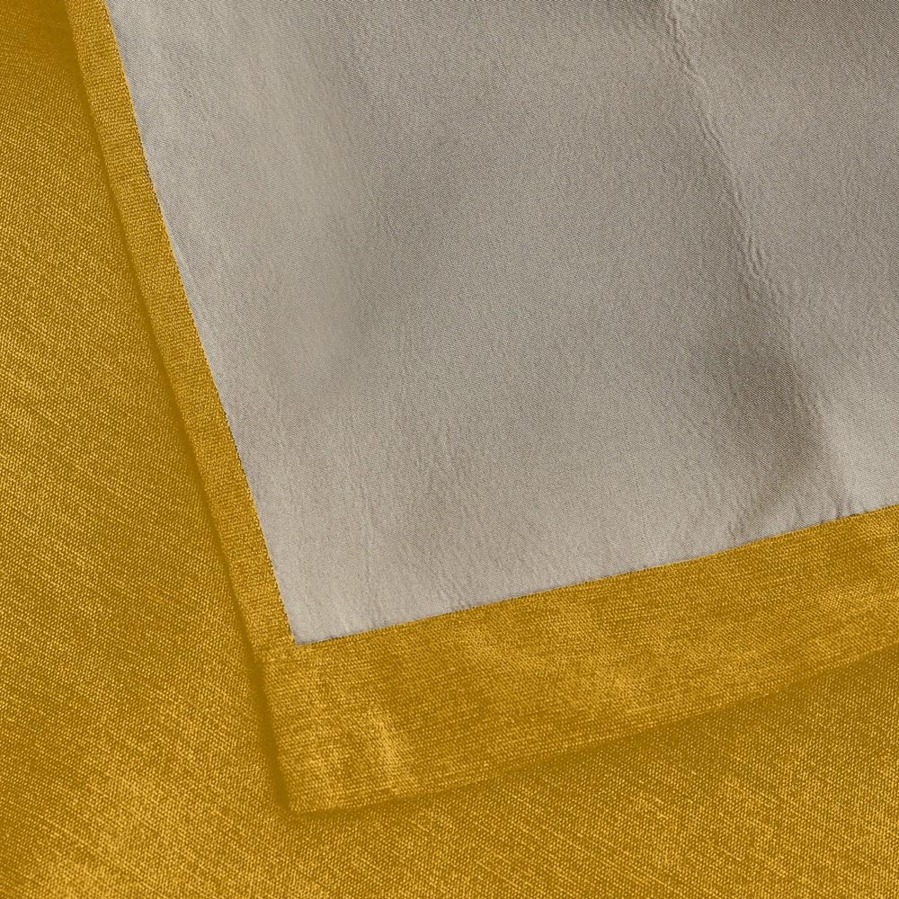 Alan Symonds Ochre Chenille Blackout Pencil Pleat Curtains 168cm x 229cm Image 4