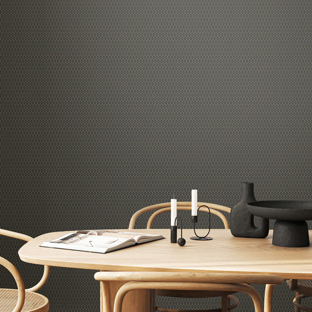 Hoopla Walls Purity Tiny Ogee Grey Wallpaper Image 2