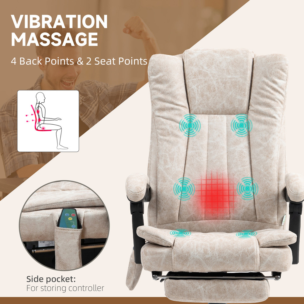 Portland Cream Microfibre Upholstery Vibration Massage and Heat High Back Office Chair Image 4