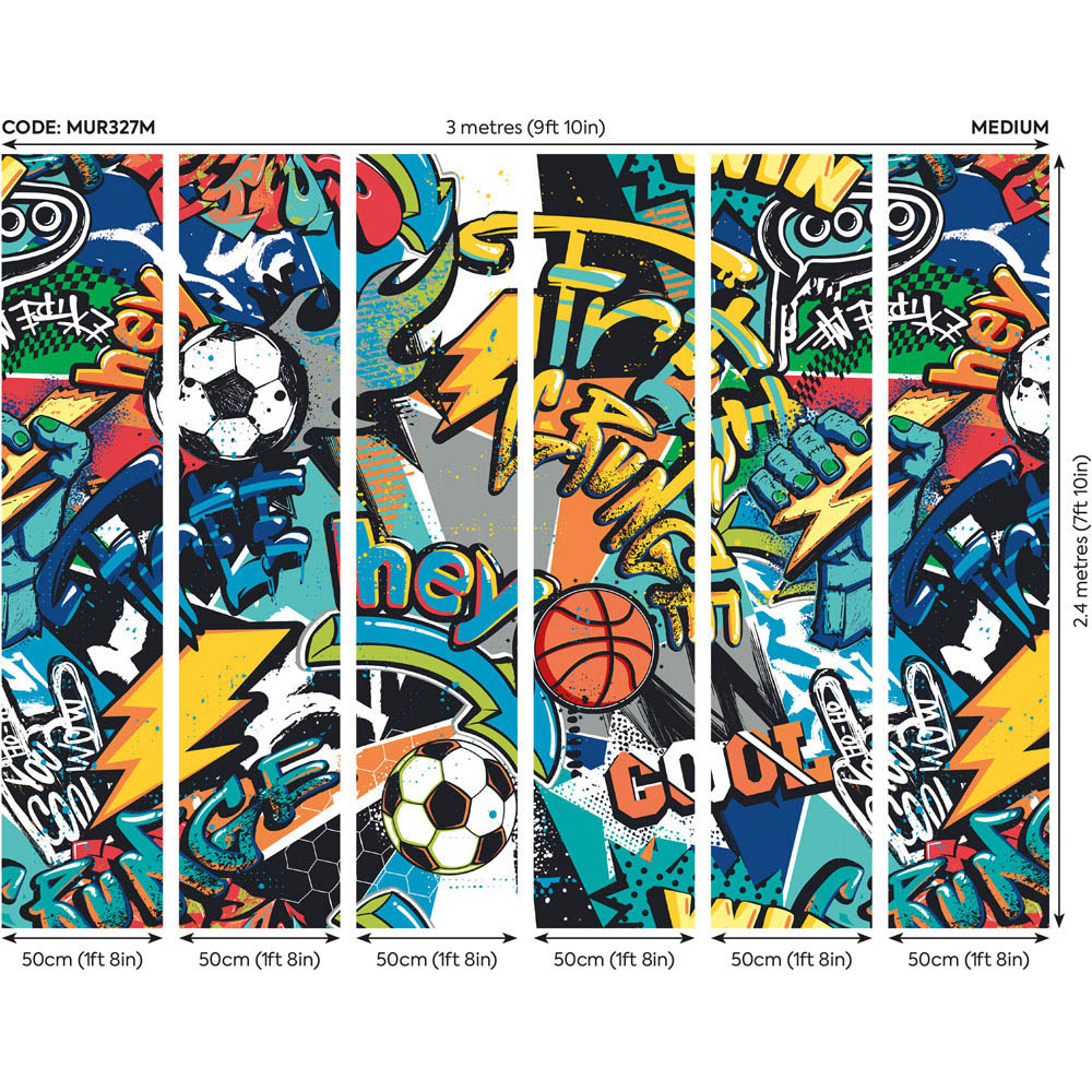 Origin Murals Sports Graffiti Blue Wall Mural Image 4