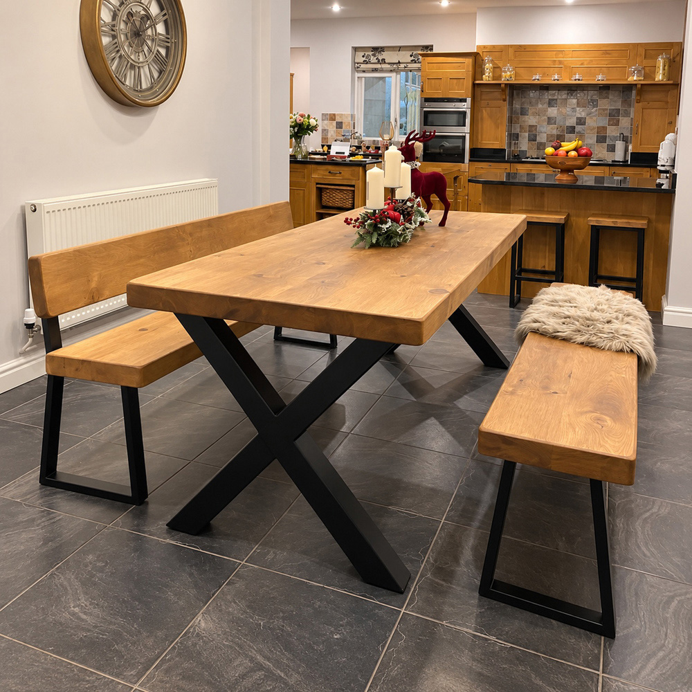 Homebase Mid Oak 6 Seater Chunky and Sturdy Dining Table 100 x 150cm Image 3