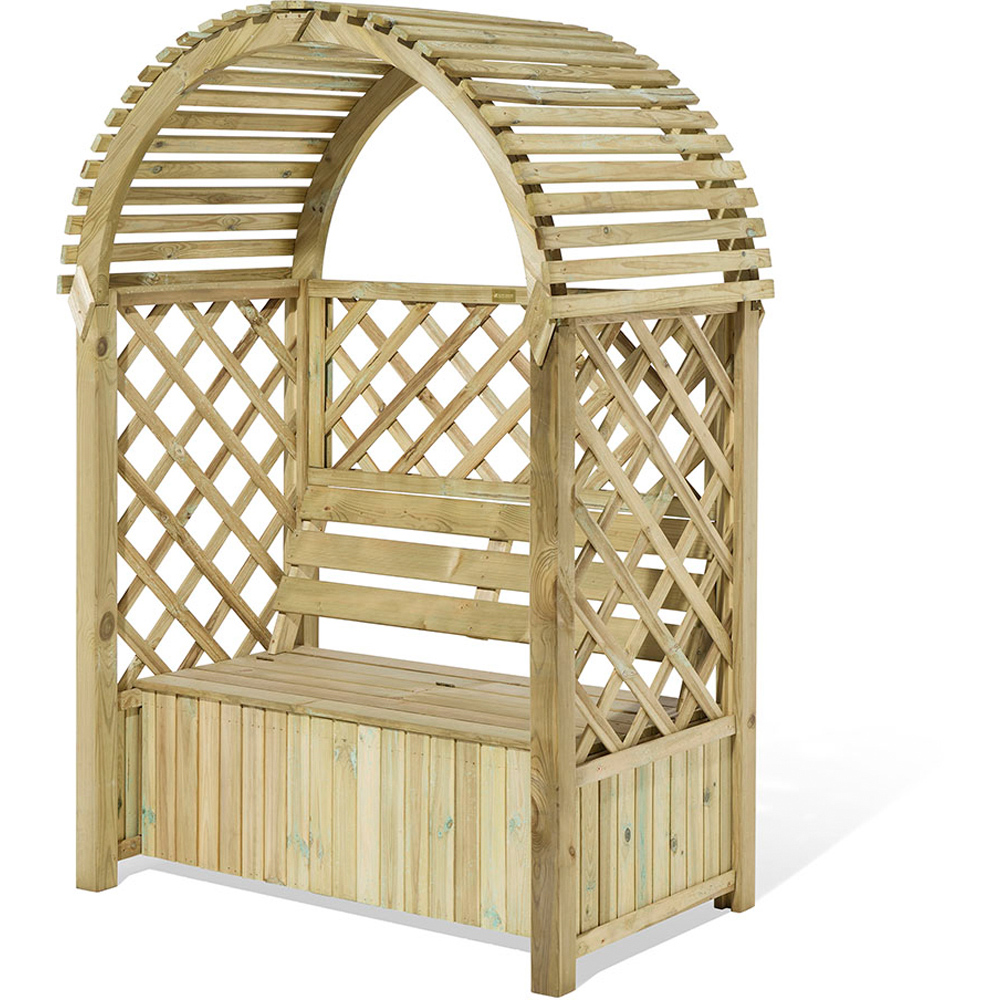 Rowlinson Chiltern 2 Seater 6.4 x 4.3 x 2.6ft Natural Wooden Arbour with Storage Box Image 2