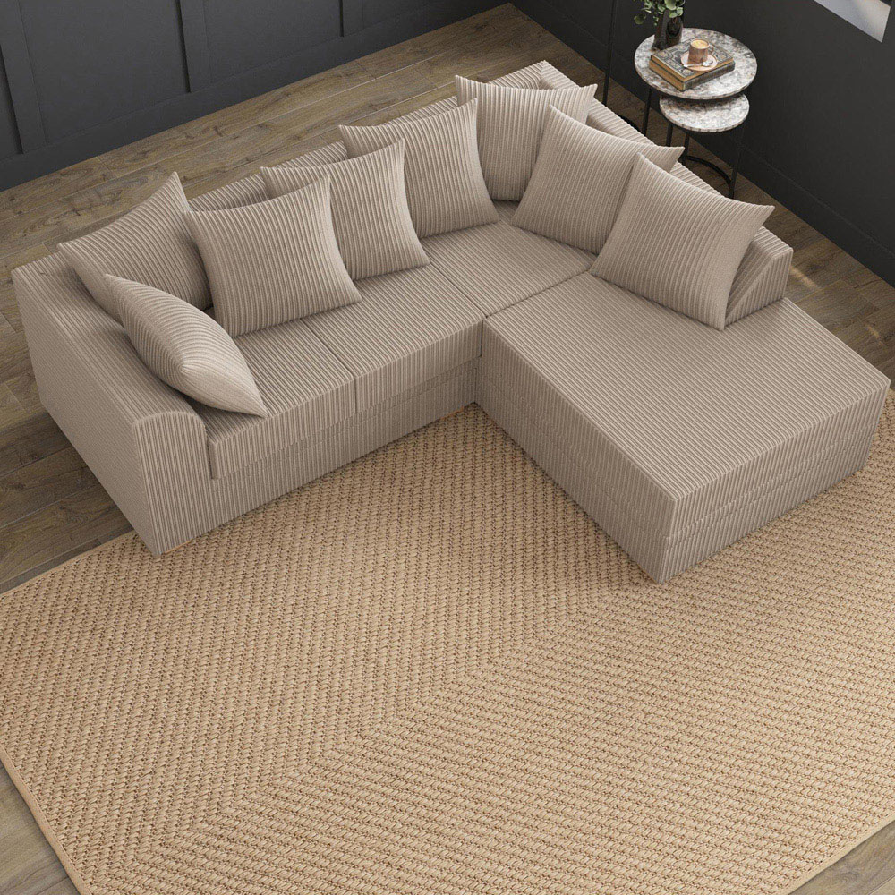 Modo 3 Seater Sable Jumbo Cord Right Hand Scatter Back L-Shape Corner Sofa Image 7