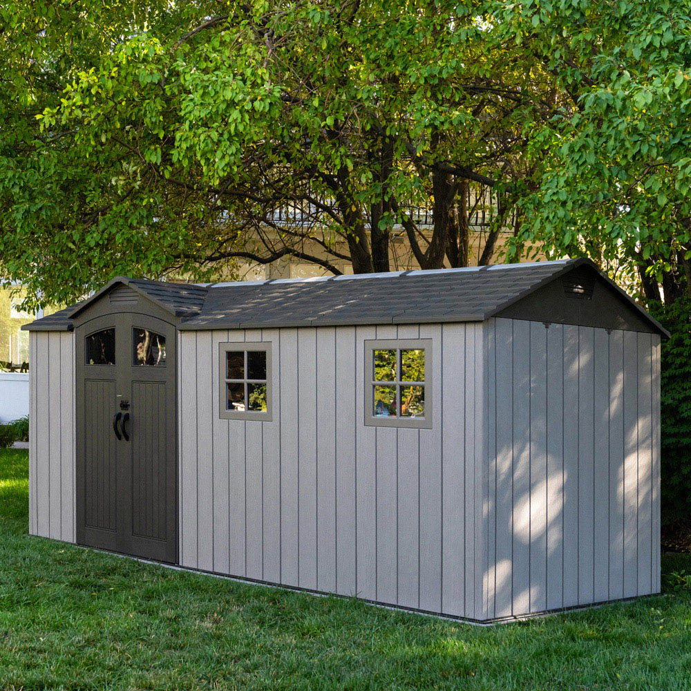 Lifetime Products 16.5 x 7ft Grey Side Entry Outdoor Storage Shed Image 2