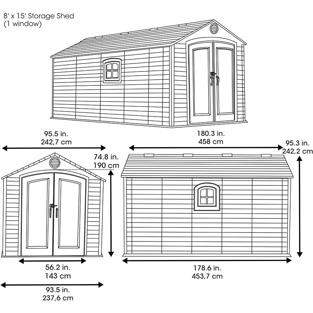 Lifetime Products 8 x 15ft Double Door Garden Storage Shed Image 9