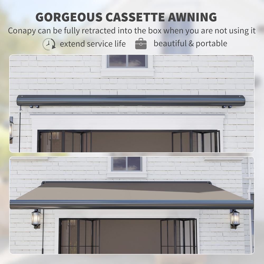 Outsunny Light Grey Retractable Electric Awning with Remote Control 3 x 3.4m Image 5