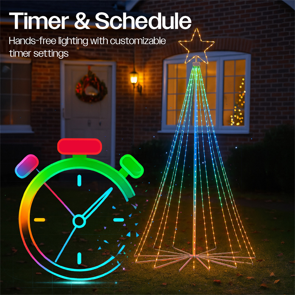 Xmas Haus 804 RGB LED Cone Shaped Light Tower with Star Topper 8ft Image 8