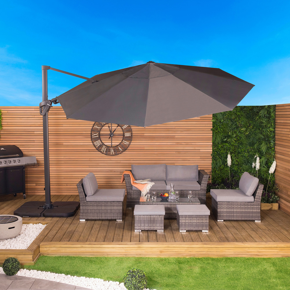 Charles Bentley Grey Premium Cantilever Parasol 3.5m Image 2