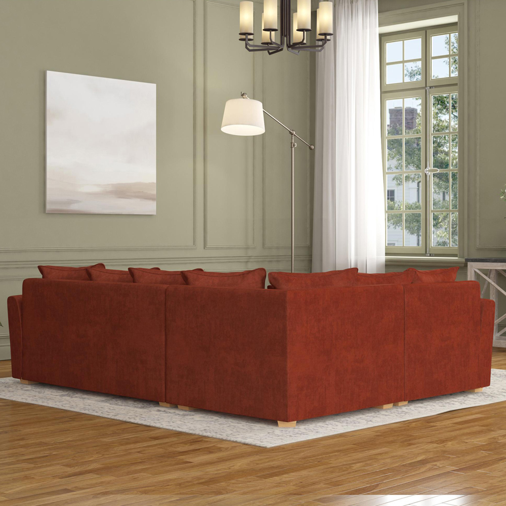 Wendleberry 3 Seater Marmalade Plush Velvet Scatter Back Left Hand Corner Sofa Image 6