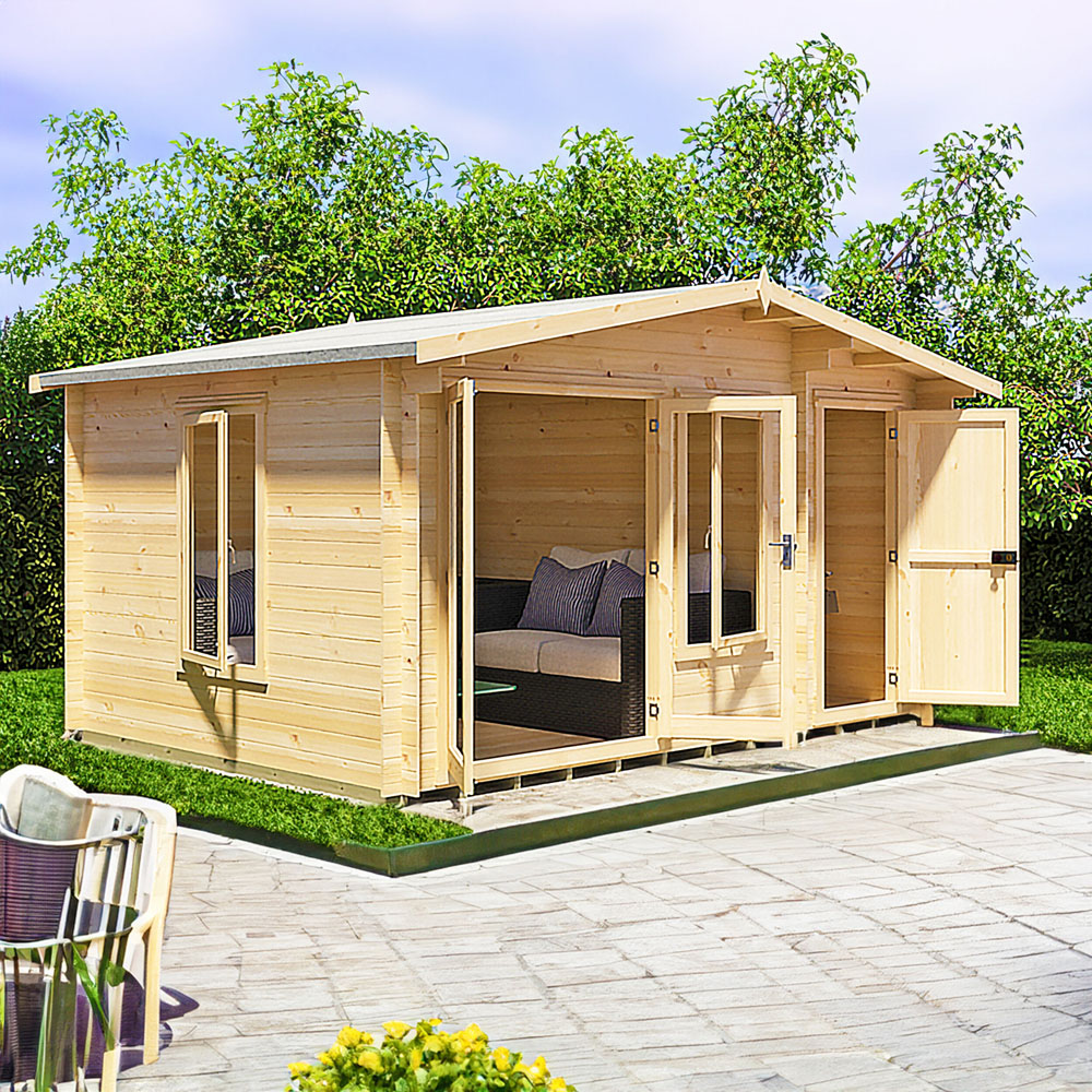 Shire Bourne 14 x 10ft Apex Garden Log Cabin Image 2