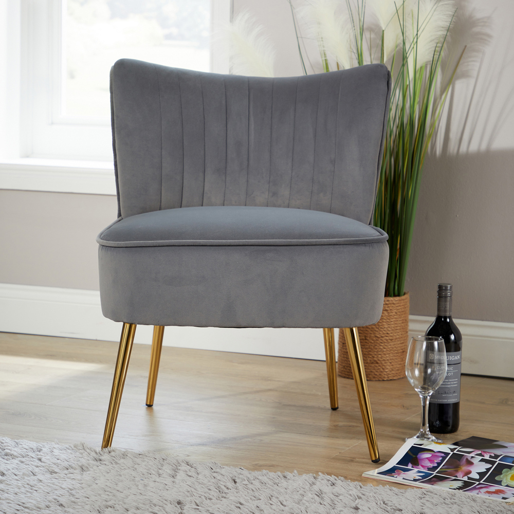 Home Source Danville Grey Velvet Armless Accent Chair Image 5