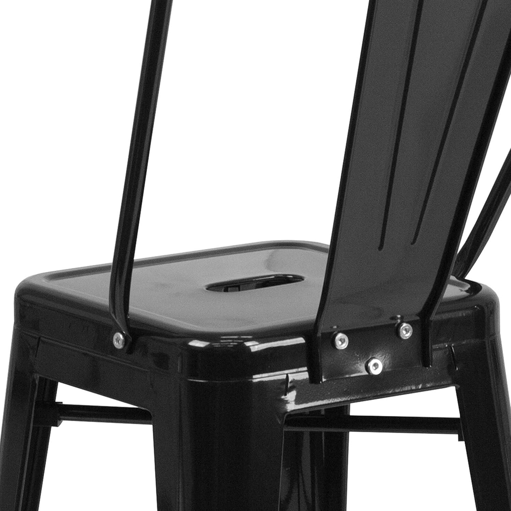 FWStyle Set of 4 24 inch Black Galvanised Steel Ready Assembled Bar Chairs Image 3