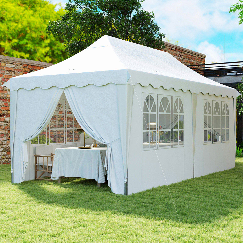 Outsunny 3 x 6m White UPF50+ Pop Up Gazebo with Sides and Carry Bag Image 1