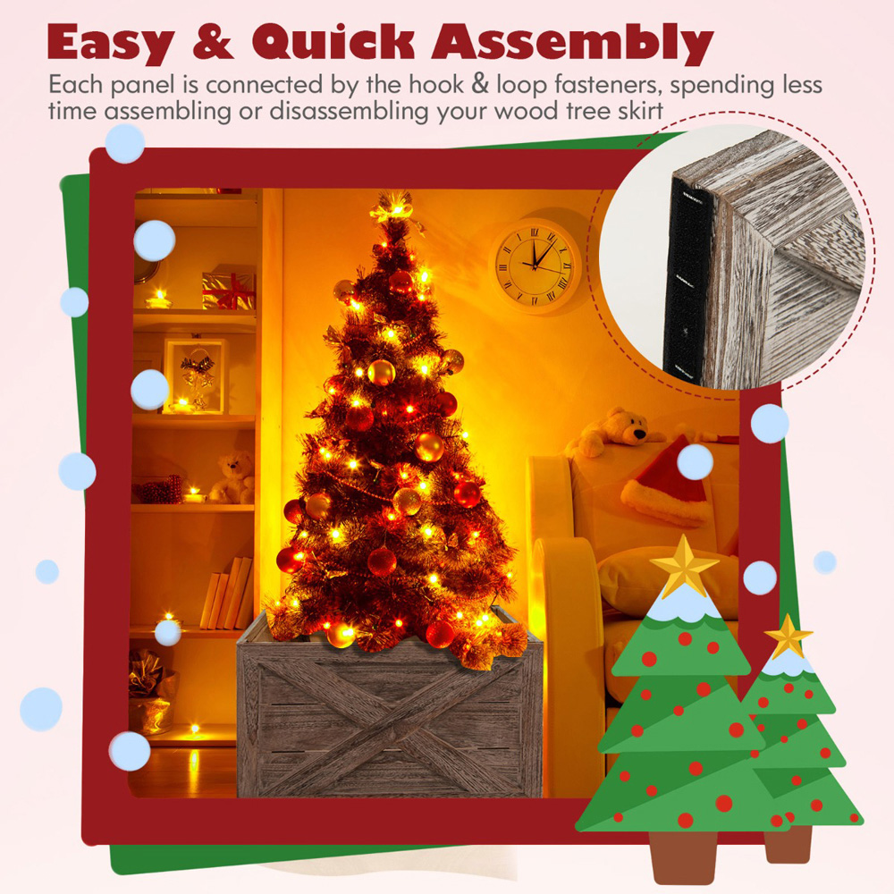Costway Grey Christmas Tree Box Stand Large Image 7