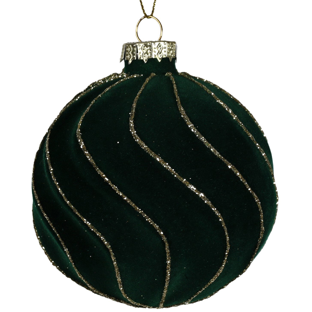 Green Velvet Sparkle Bauble - Green Image 2