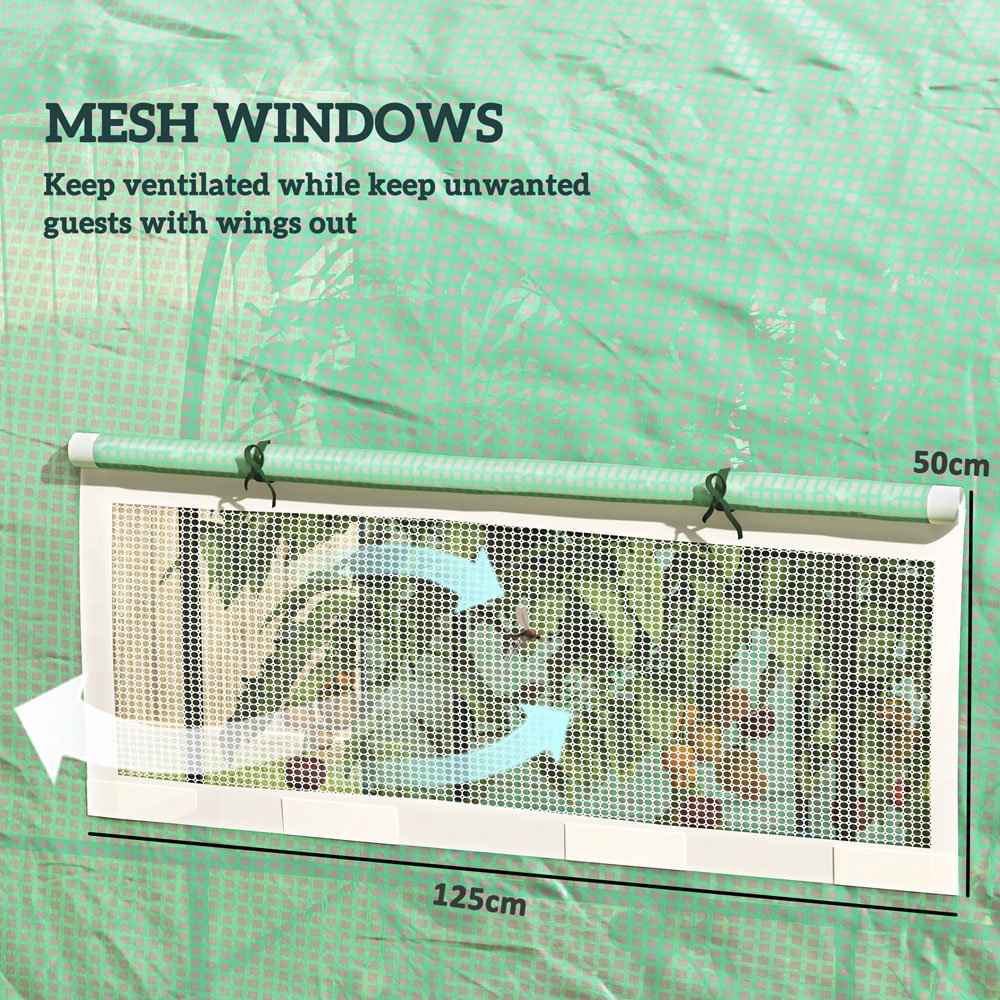 Outsunny 9.8 x 9.8ft Polytunnel Greenhouse with Door and Mesh Window Image 5