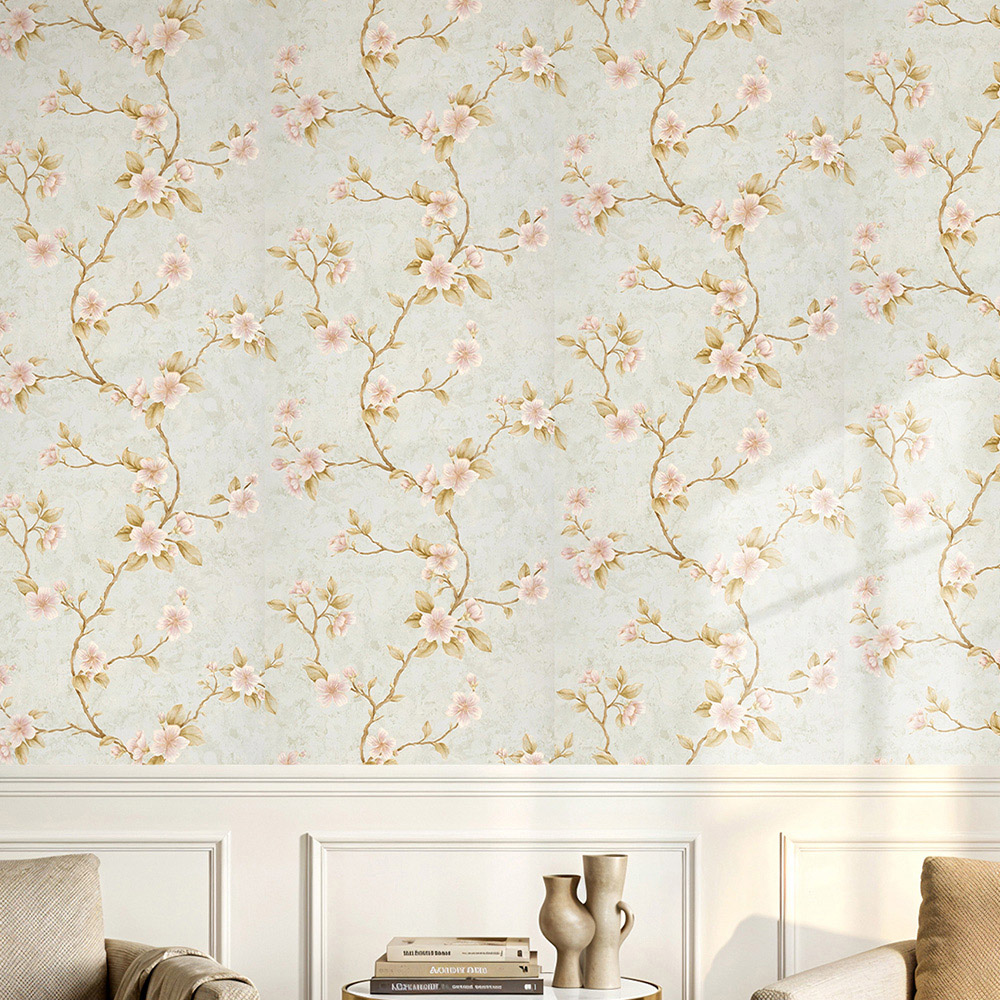 Living and Home Light Green Flower Pattern 3D Embossed Wallpaper Roll 950 x 53cm Image 7