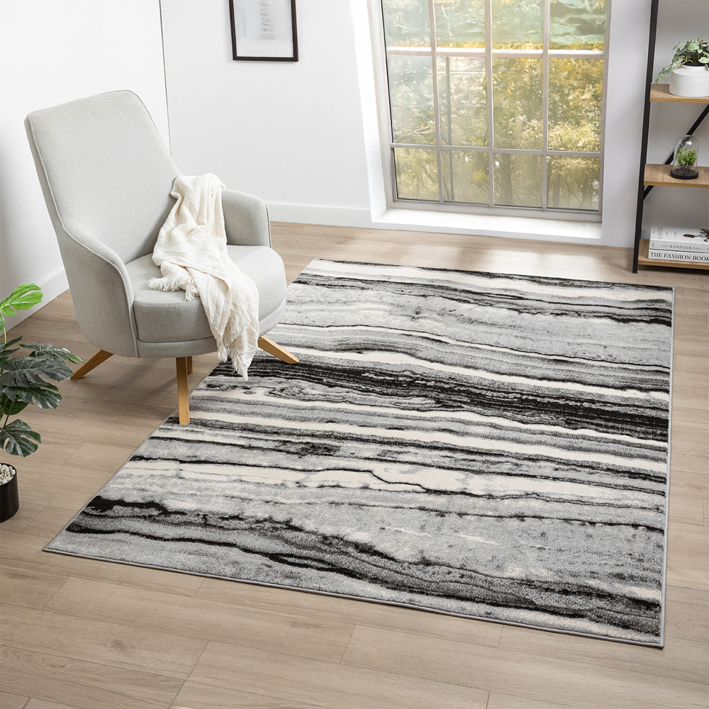 Desire Rugs Obsidian Grey Coast Waves Abstract Rug 200 x 290cm Image 2