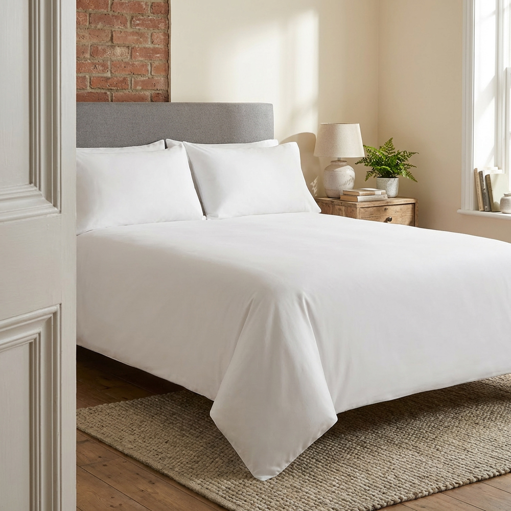 Divante King White Luxe Cotton Fitted Bed Sheet Image 5