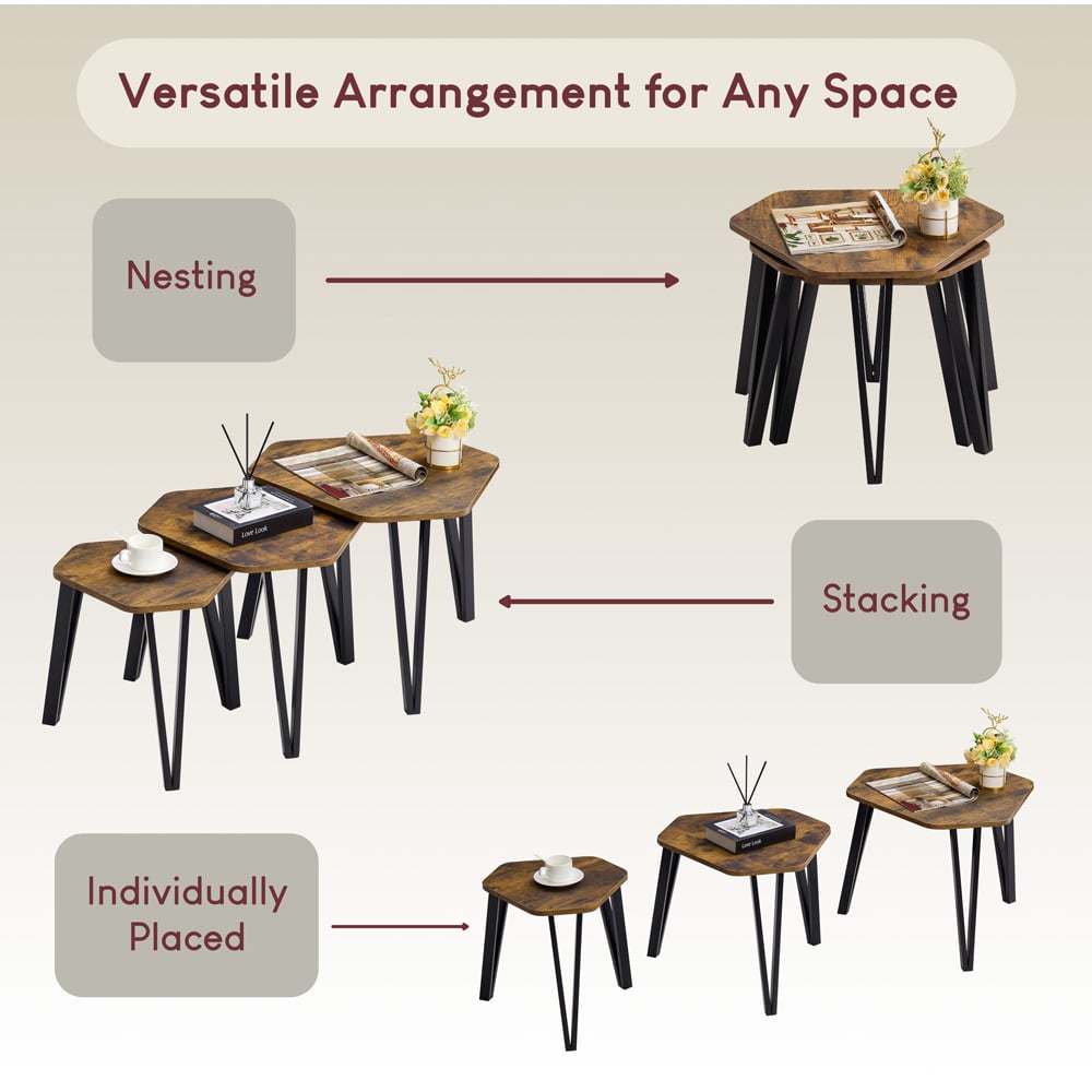 Vida Designs Brooklyn Dark Wood Nest of Tables Set of 3 Image 6