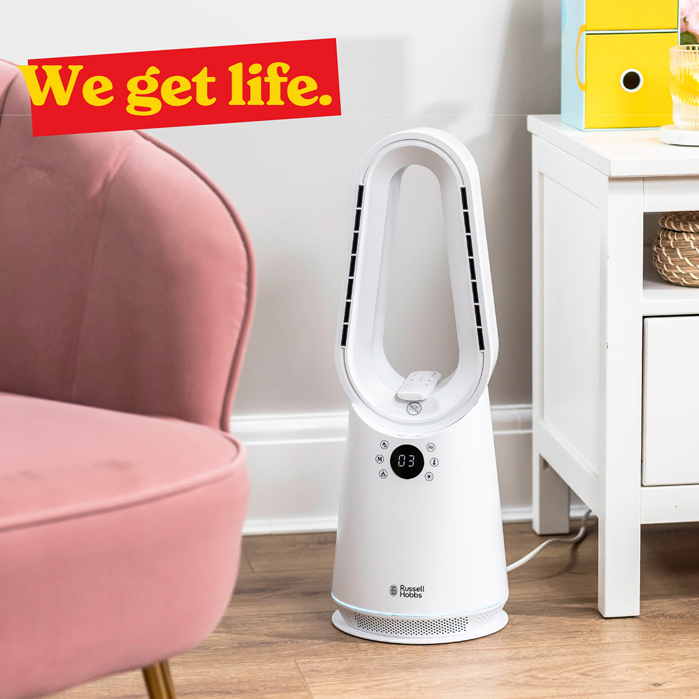 Russell Hobbs White Oscillating Bladeless Heat and Cool Fan with Remote Image 8
